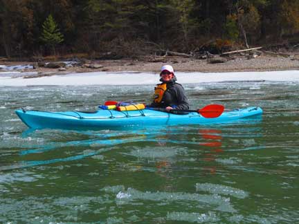 kayaking through ice on flathead lake